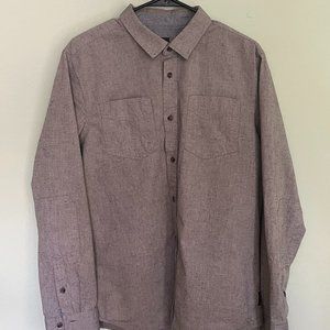 Prana men's dilettante long sleeve chambray button down shirt (medium)